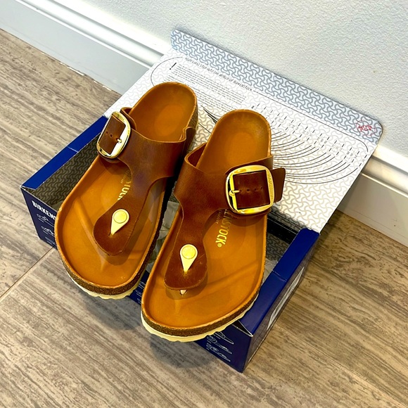 Birkenstock Gizeh Big Buckle Slide Sandal (Women) Cognac Size 11/42 NWT - Picture 3 of 9